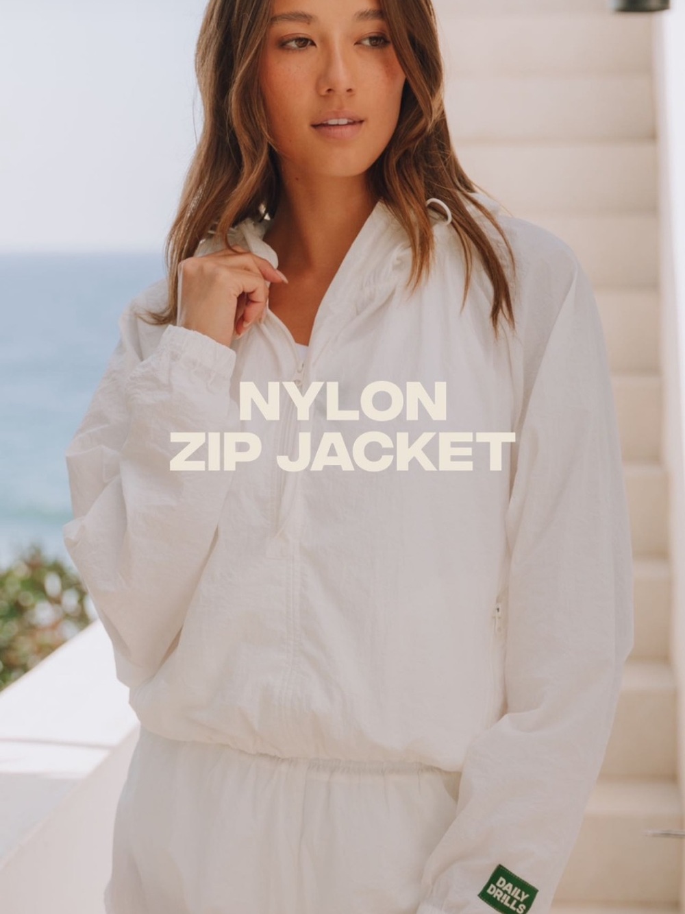 Daily Drills Nylon Zip Jacket - White